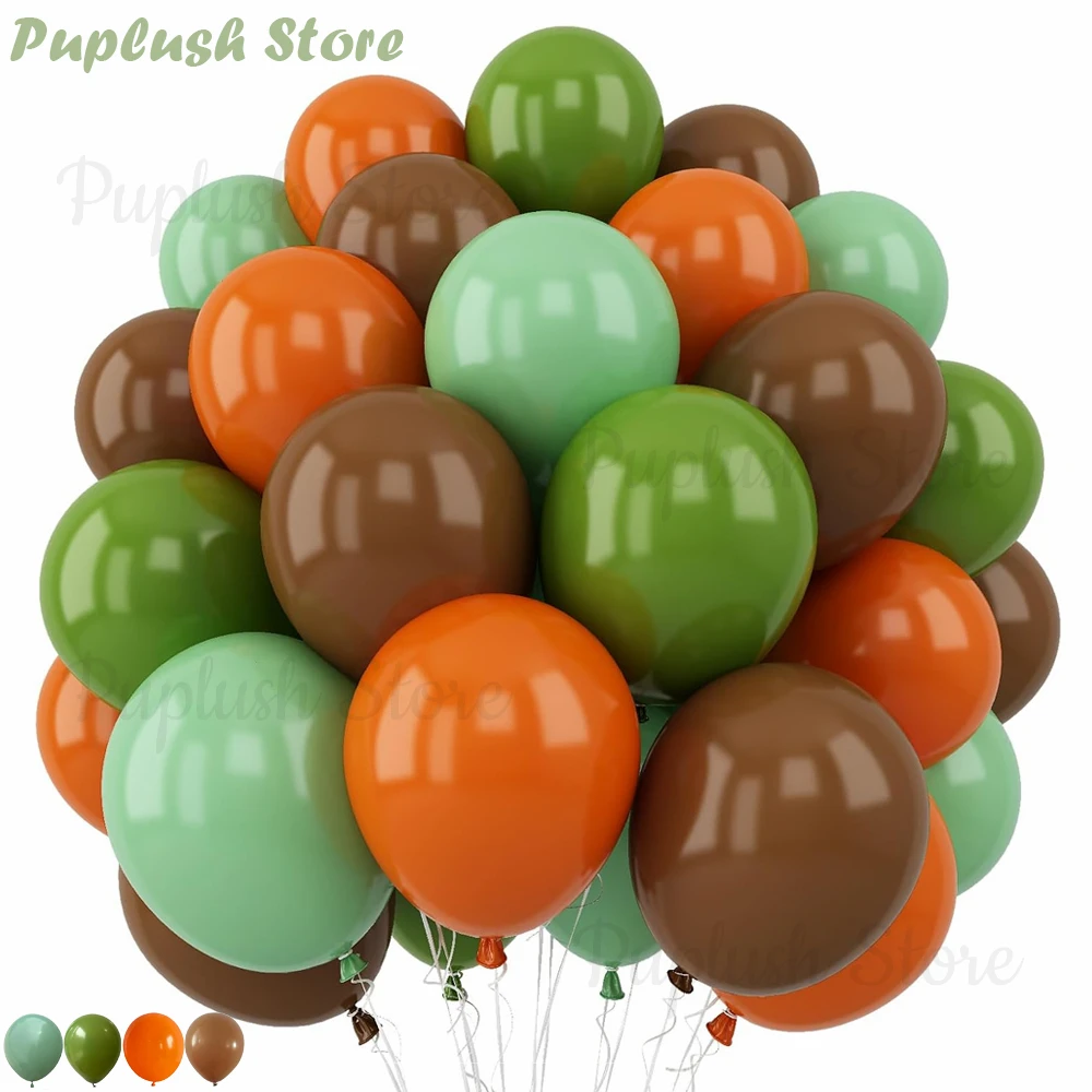 

30Pcs Sage Orange Green Brown Balloons 10inch Safari Jungle Olive Green Orange Balloons for Birthday Baby Shower Party Decor