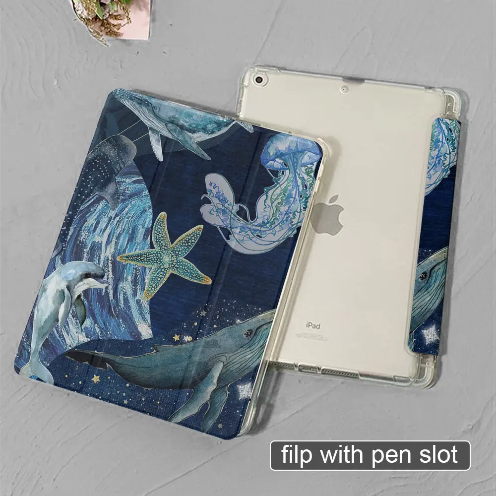 Ipad case whale images Air 5th 4th 6th 10.9 For Funda ipad 9th 10th 7th 8th Generation Mini 6 2024 10.2 9.7 8.3in 2018Cover