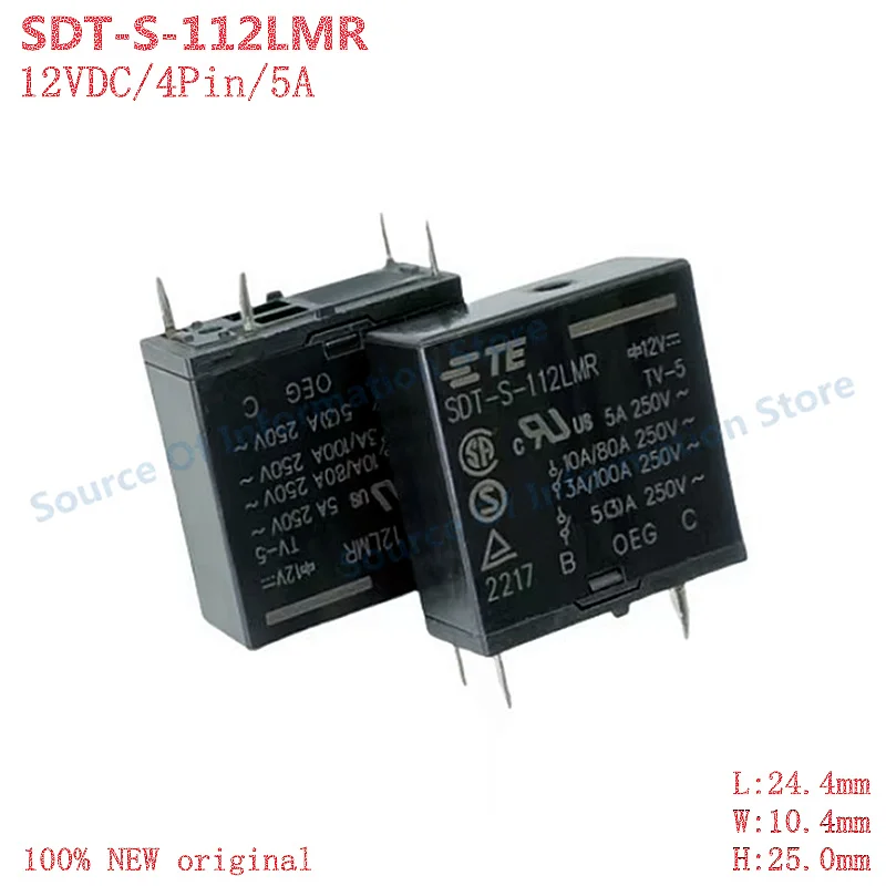 

5Pcs SDT-S-112LMR Tyco Power Relays DC12V 4Pin 5A 100% New original