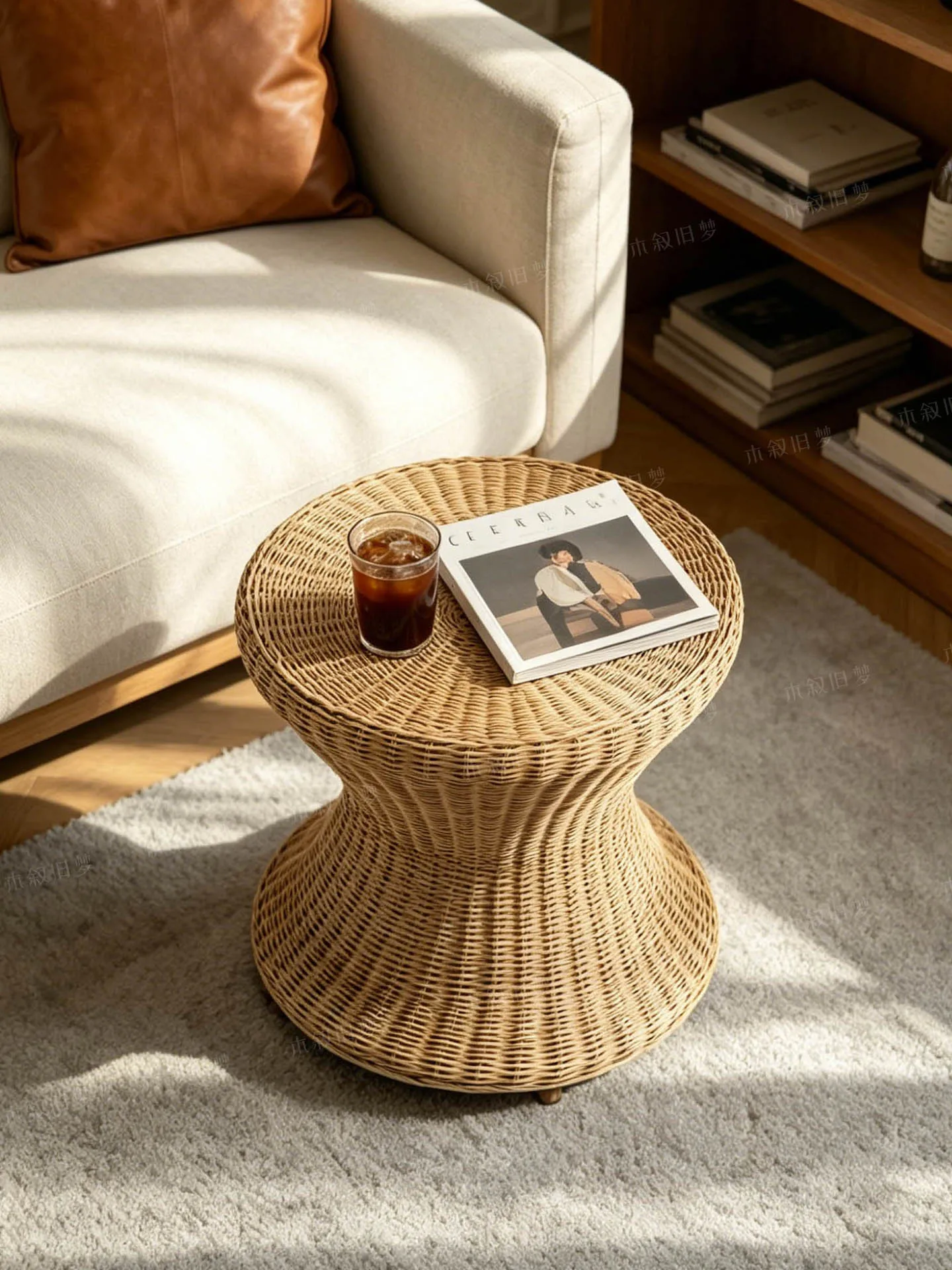 DSA rattan edge few living room sofa small coffee table B & B hotel retro creative decoration coffee table