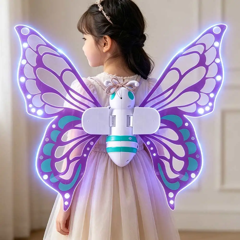 With Lights Moving Fairy Butterfly Wings Adjustable Strap DIY Assembly Electric Butterfly Wings Music Glowing Fairy Flying