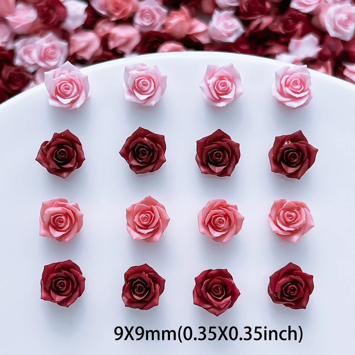 60PCS Creative 4-colors Luminous Rose Nail Art Decorations Minimalist Realistic Soft Pointed Rose Resin Flower Nail Charms DIY