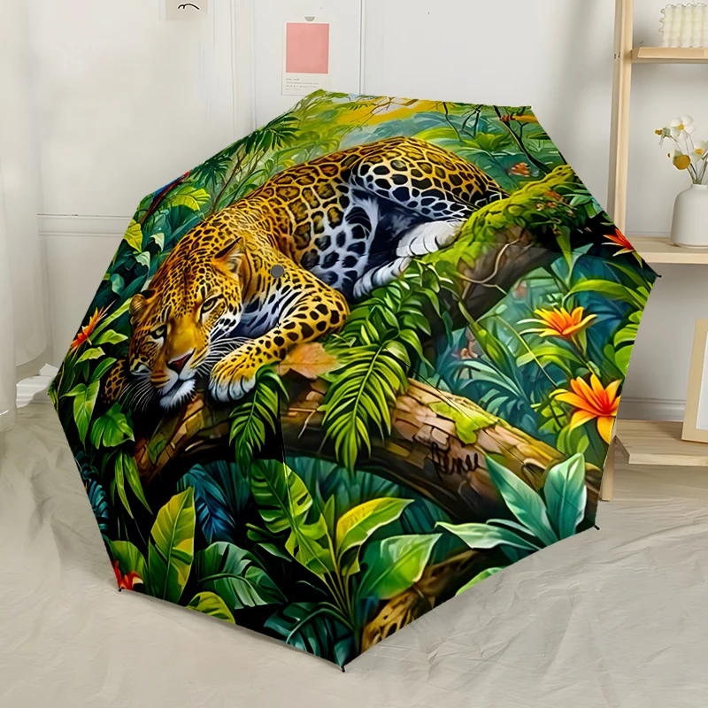 Spider Theme Design Folding Umbrella - Fashionable Auto-Open Design 8 Iron Ribs Plastic Handle Foldable Sunshade，Perfect Gifts