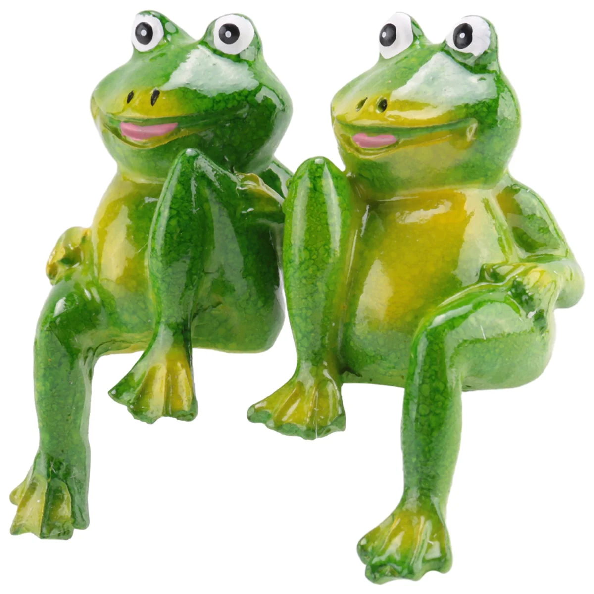 Estatua de ranas sentado de resina linda, escultura de rana decorativa para escritorio del hogar, adorno de decoración de jardín, tienda de jardín al aire libre, S2, Juego de 2 piezas