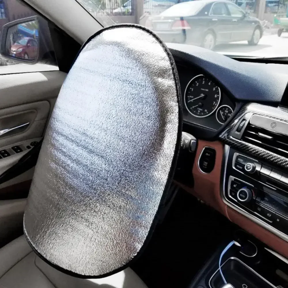 Car Steering Wheel Anti-Heat Sun Shade Cover Sunscreen Insulation Cover Foldable Sun-proof Anti-UV Protect Parasol Shield