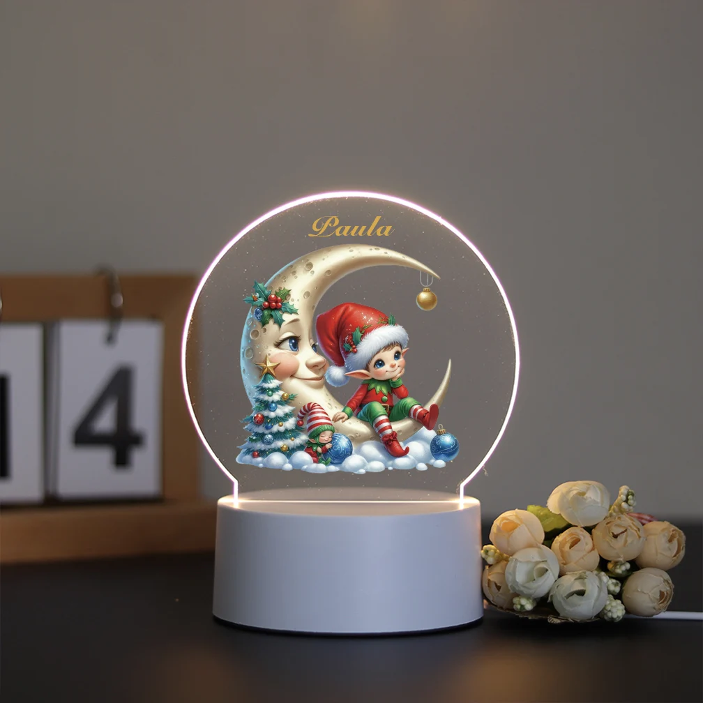 1 pc pretty Christmas gifts with bouquet UV Print Personalized Name 3D Visual Night Light Led Table Lamp Children\'s Room Decor