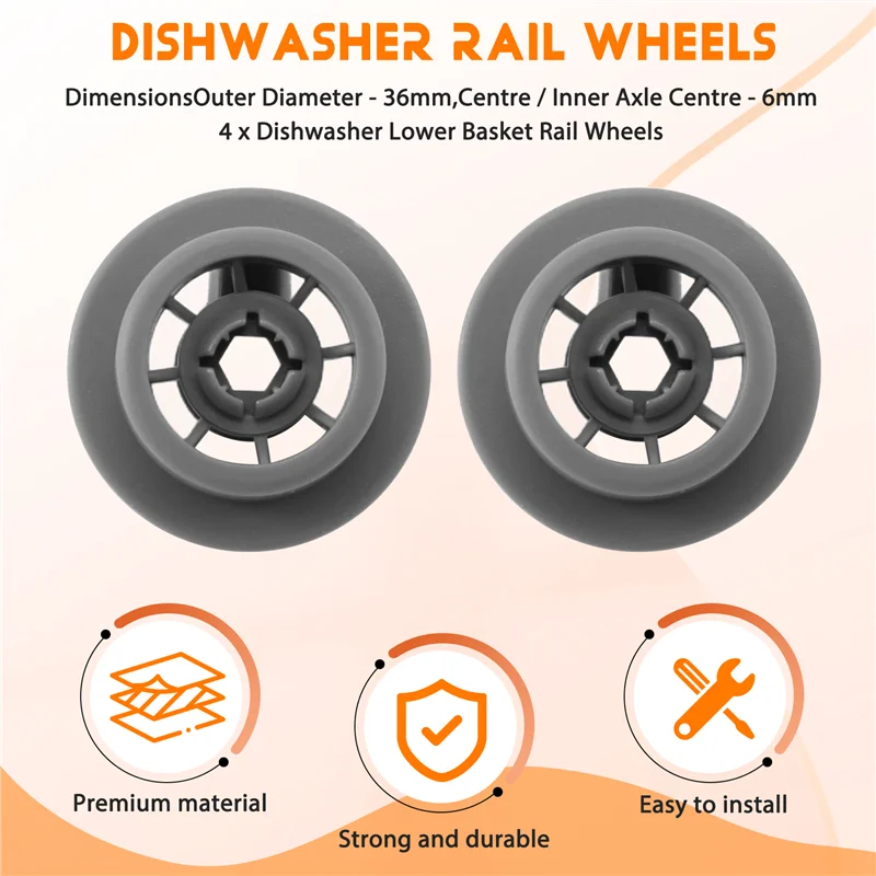 AB43-4 X عجلات السكك الحديدية ذات السلة السفلية لغسالة الأطباق لسيارة Neff & Siemens Gray 165314