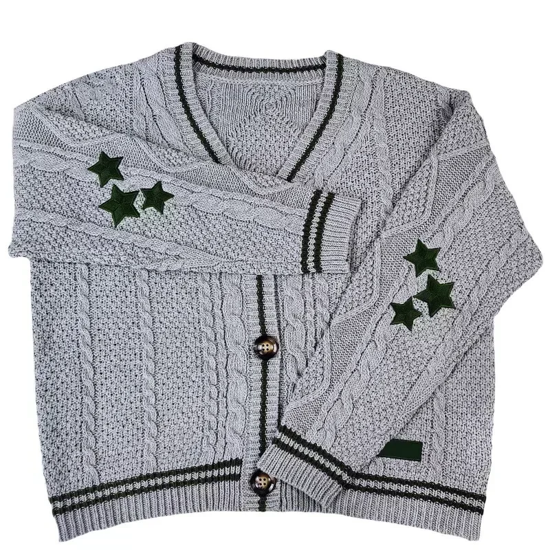 2024 Vintage Knit Swift Cardigan Y2k Star Sweater Women Folklore Korean Style Oversized Knitwear Harajuku Aesthetic Autumn