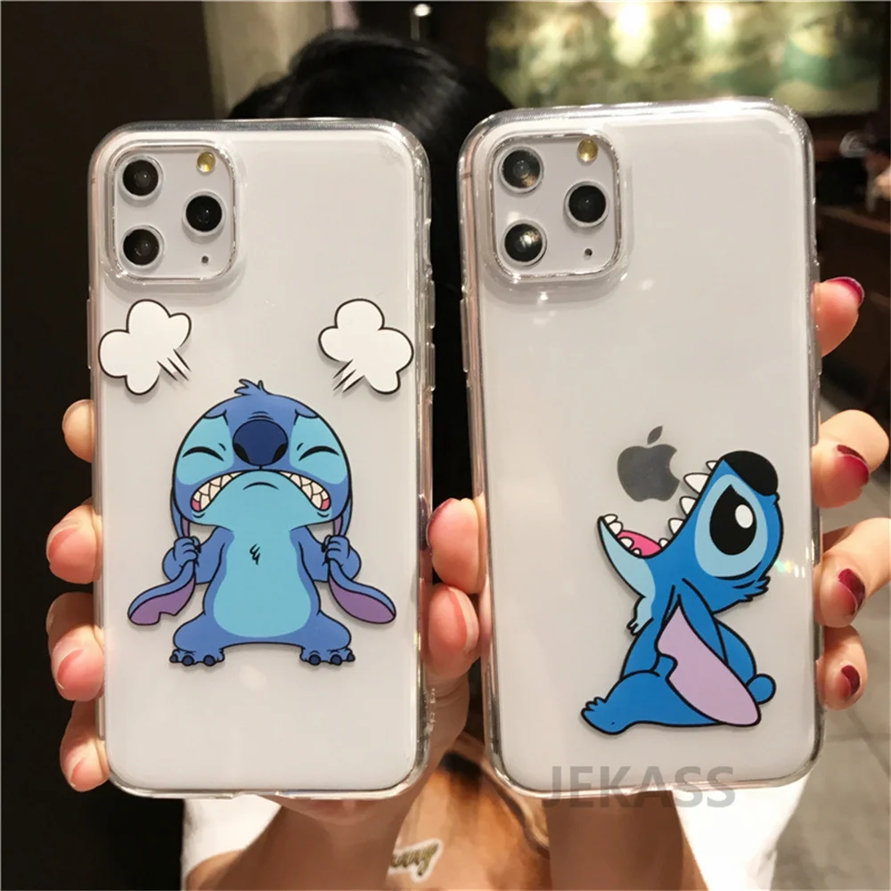 MINISO Stitch Clear Case For iPhone 14 11 12 13 15 Pro MAX 16 Cute Cartoon TPU Transparent Cover Shell Gifts