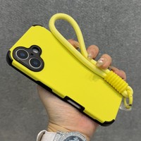 Matte Shockproof Bumper Armor Soft Silicone Case for iPhone 16 15 14 13 12 11 Pro Max Plus Colorful Portable Lanyard Rope Cover