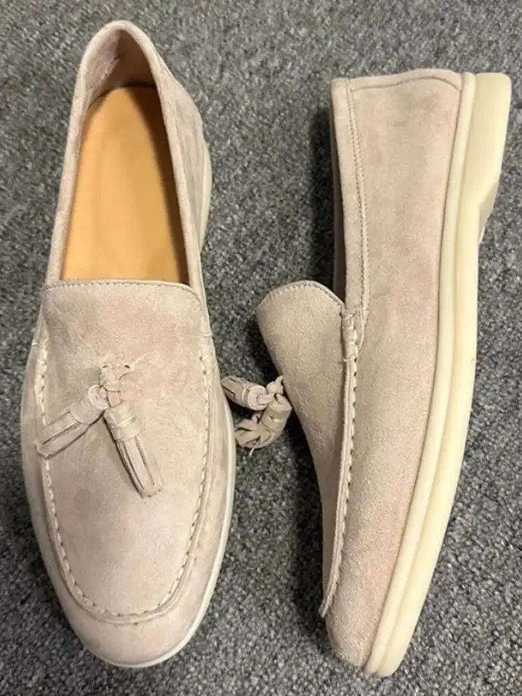 Handcrafted Blush Suede Tassel Loafers – Superior Craftsmanship, Timeless & Versatile Appeal