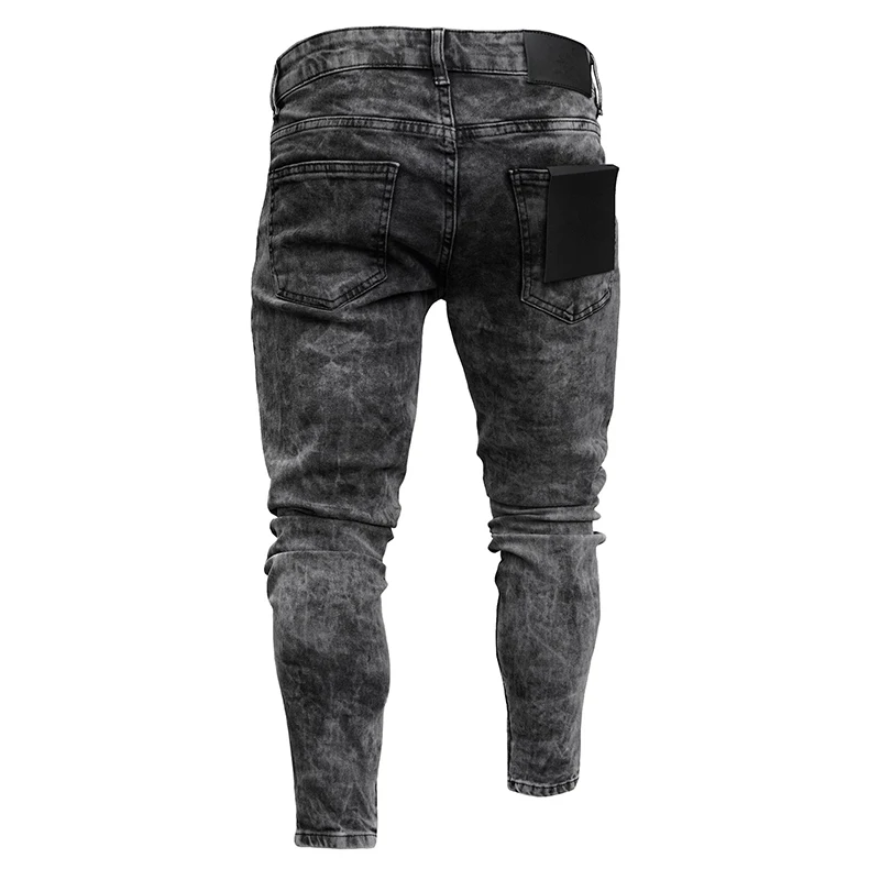 2024 Men's Ripped Fashion Jeans Stretch Cotton Slim-fit Pants Casual Street Hip Hop Cycling Spring Fall Jeans European Size