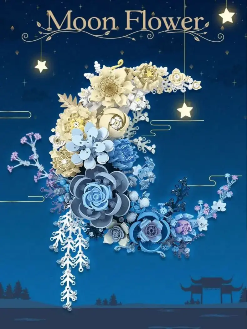

934pcs Plant Flower Model Moon Flower Eternal Flower Building Block Set Wall Decoration Adult Children's Toy Gift