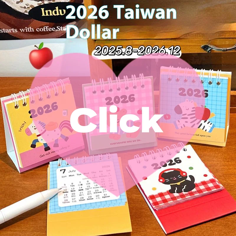 

1 шт., портативный ежемесячный календарь с героями мультфильмов, планировщик на 2026 год лошади, мини-настольный календарь, офисный и домашний декор, подарок на Новый год