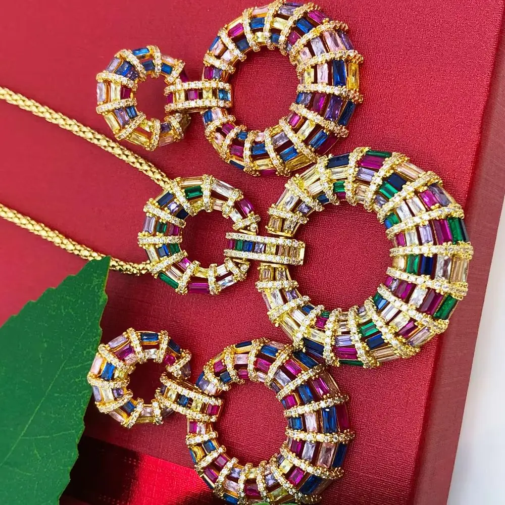 

Missvikki New Trend Luxury Original Design Round Pendant Necklace Earrings Jewelry Fashion Bridal Wedding boucle d'oreille femme