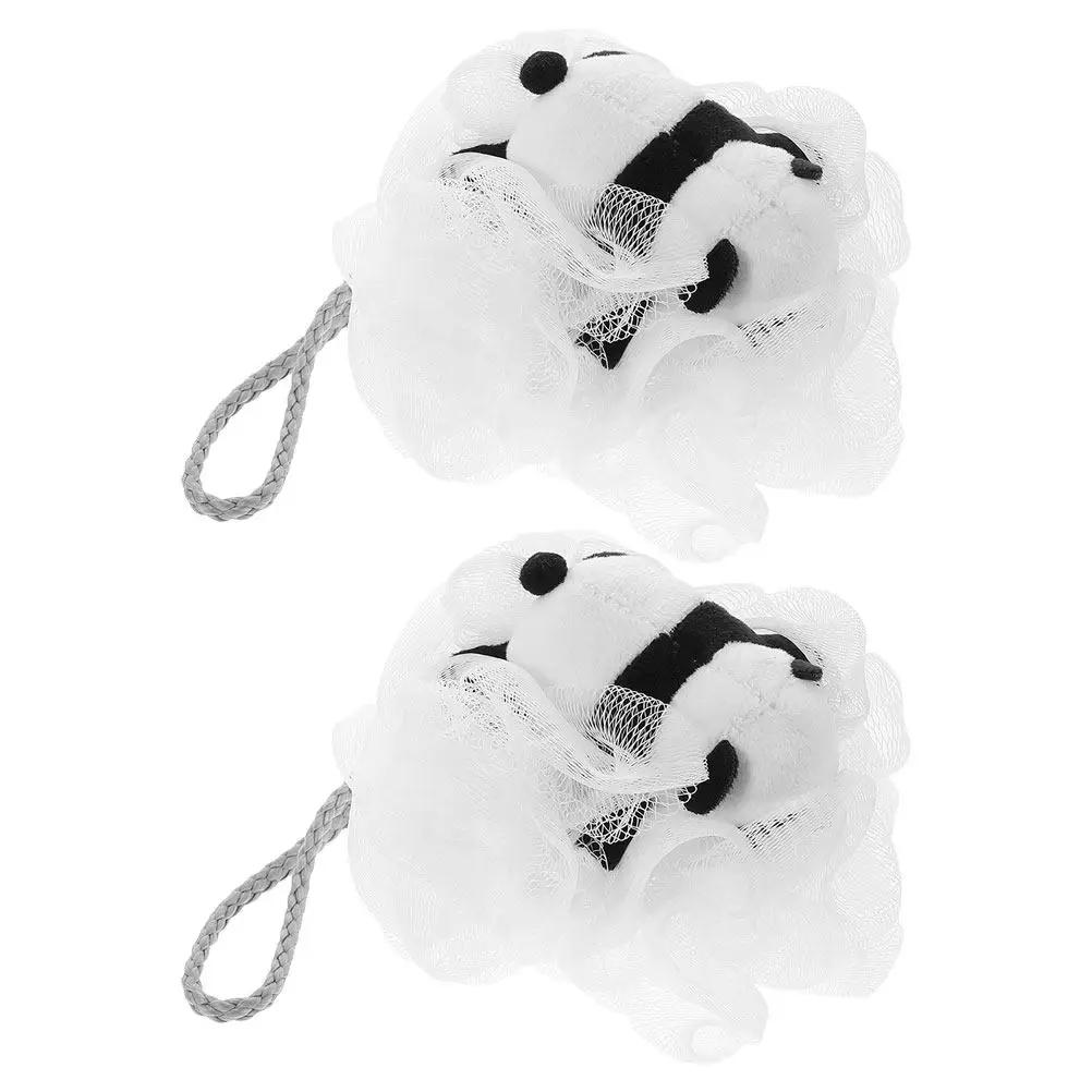 

Набор из 2 мочалок-панд для детей: нежная отшелушивающая сетчатая губка для душа, милый мультяшный скрабер для тела и лица