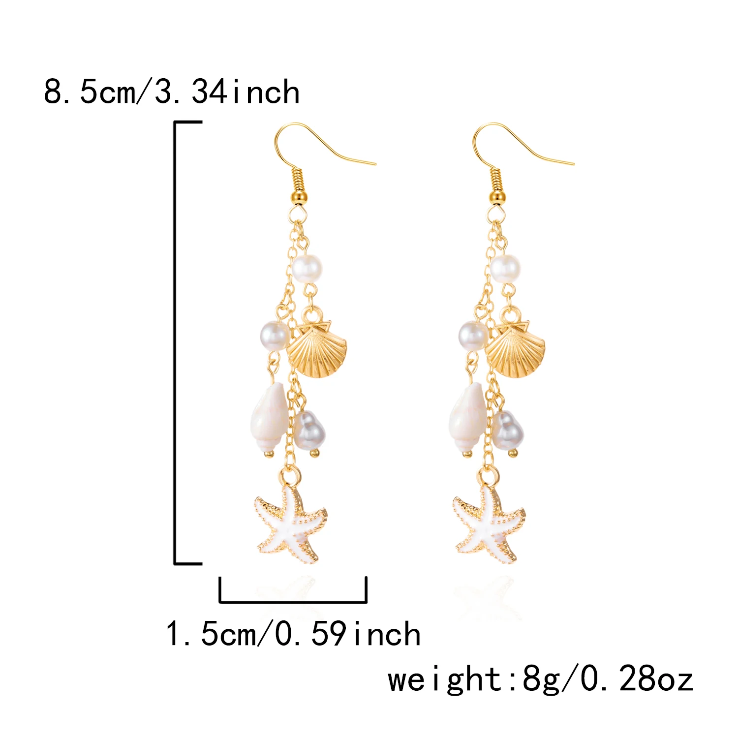 Exquisite handgemachte Muschel Seestern Anhänger Ohrringe für Frauen Böhmen bunte Muschel Quaste Ohrringe Mode Party Schmuck Geschenke – Detail 10