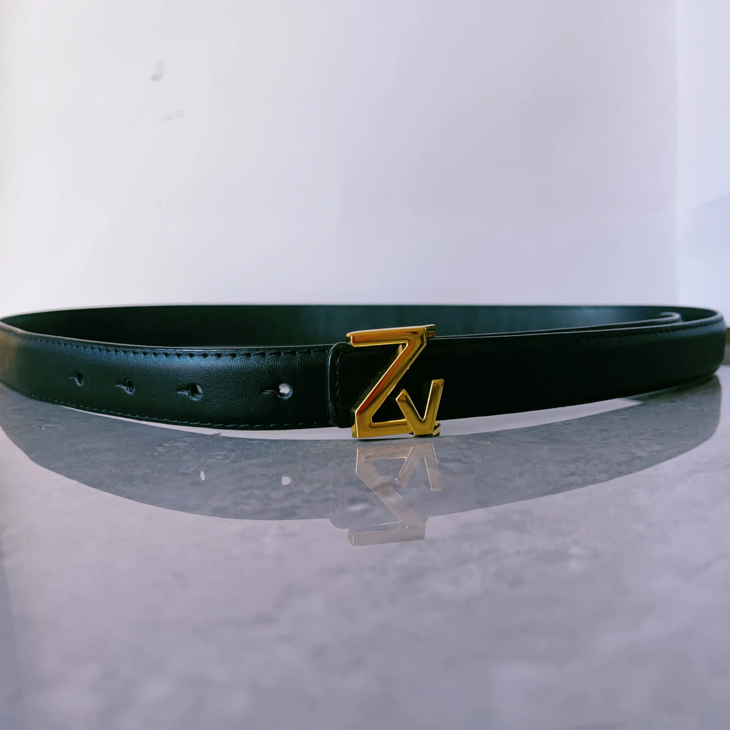 Hochwertiger Gürtel für Damenmode, eine hochwertige Goldschnalle ist perfekt zum Kombinieren mit Kleidern. – Detail 3