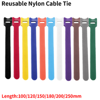 30/100pcs Releasable Cable Ties Plastics Fastening Reusable Cable tie 150 200 250 300mm Straps Nylon Wrap Zip Bundle Bandage Tie
