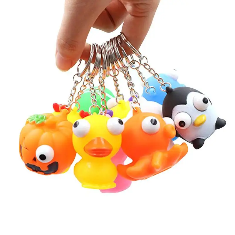 Mochi Keychain Cute Animal Squeeze Toy Keyring Mochi Squish Toy Pop Out Eyes Decompressions Home Decor Easter Party Favors