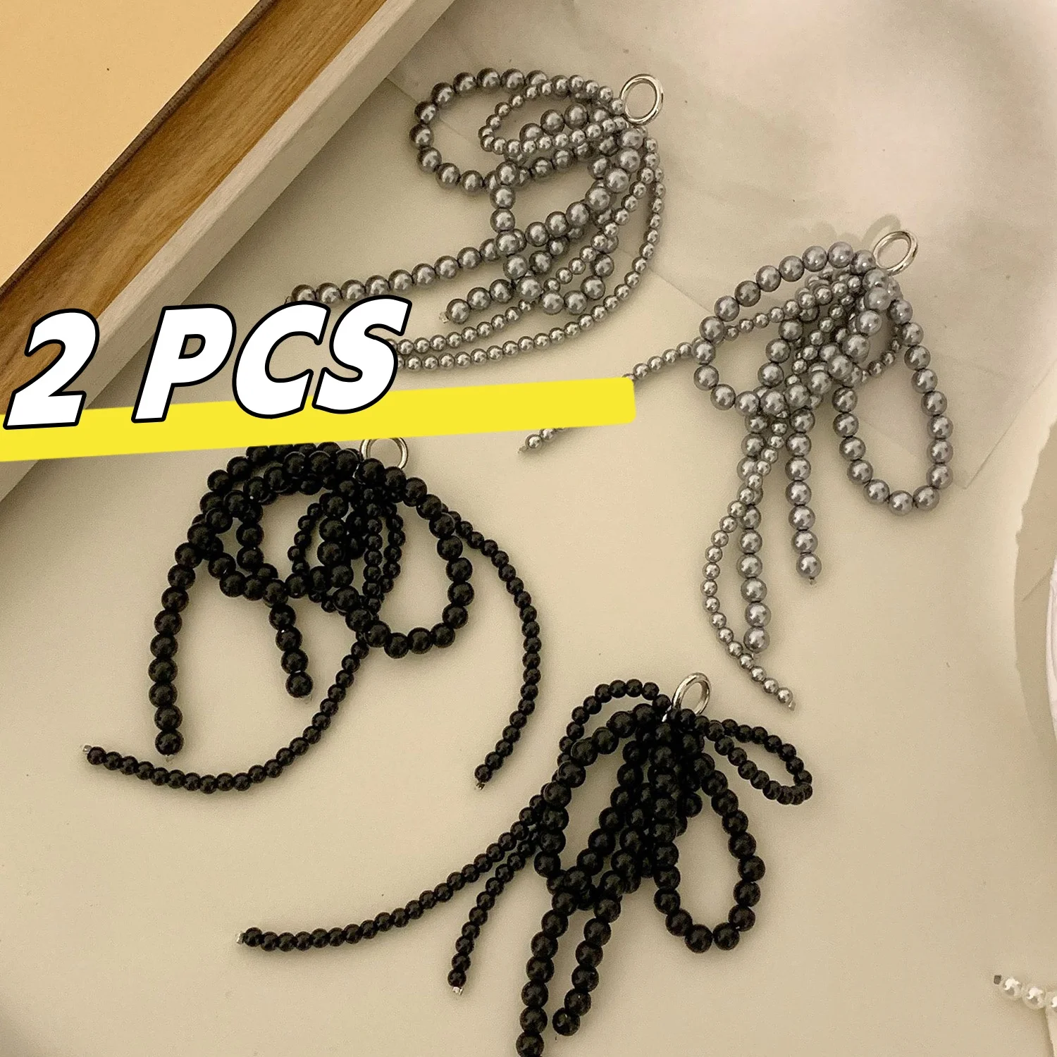 

2Pcs All-match Shoelaces Buckle Decoration Tassel Bowknot Pearl Shoe Charms Pendant For Girls Casual Shoes Sneakers Accessories