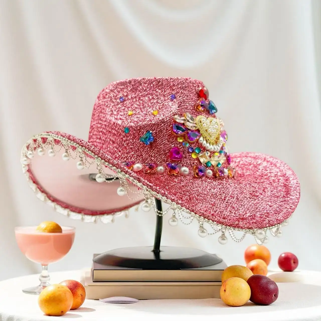 HongLuan Glitterkostuumhoed Volwassene & Cowboyhoeden Strass voor dames, Cowboy Cosplay Vrouwelijke accessoires & Cowgirl Cap