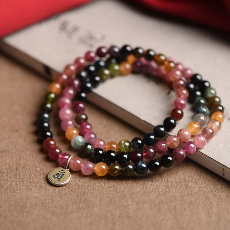 Rainbow Tourmaline Bracelet 5.5mm Multi-Circle Diy