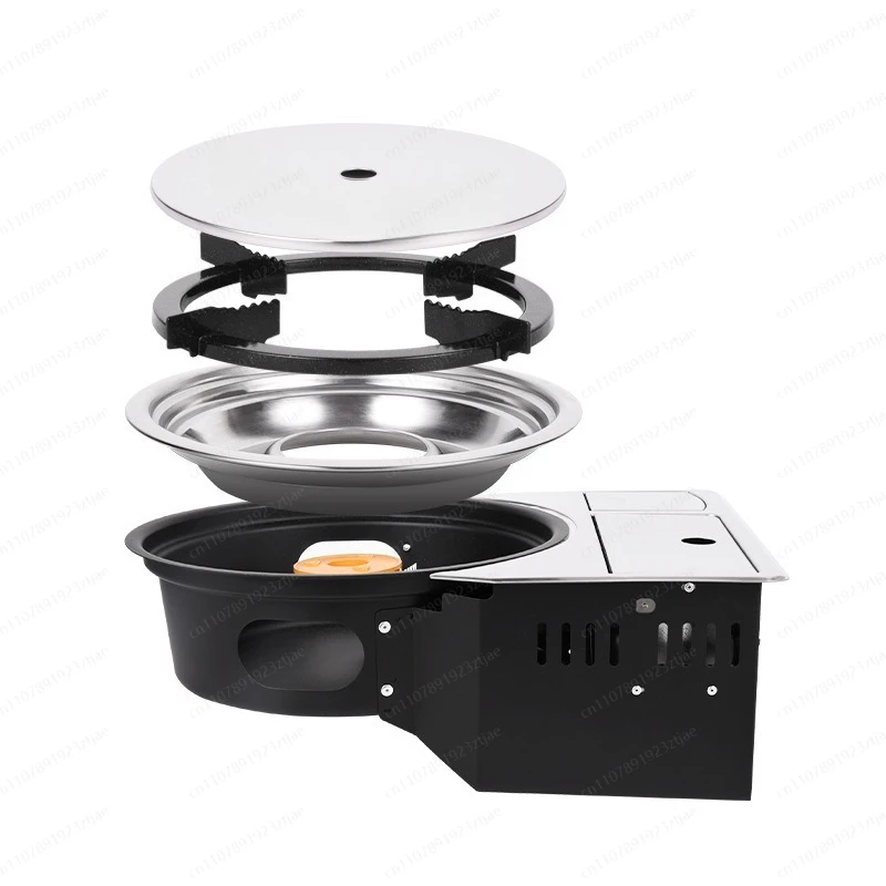 Commercial Indoor Portable Built-in Propane Korean BBQ BBQ Dining Table Gas Burner Butane Round Restaurant BBQ Grill