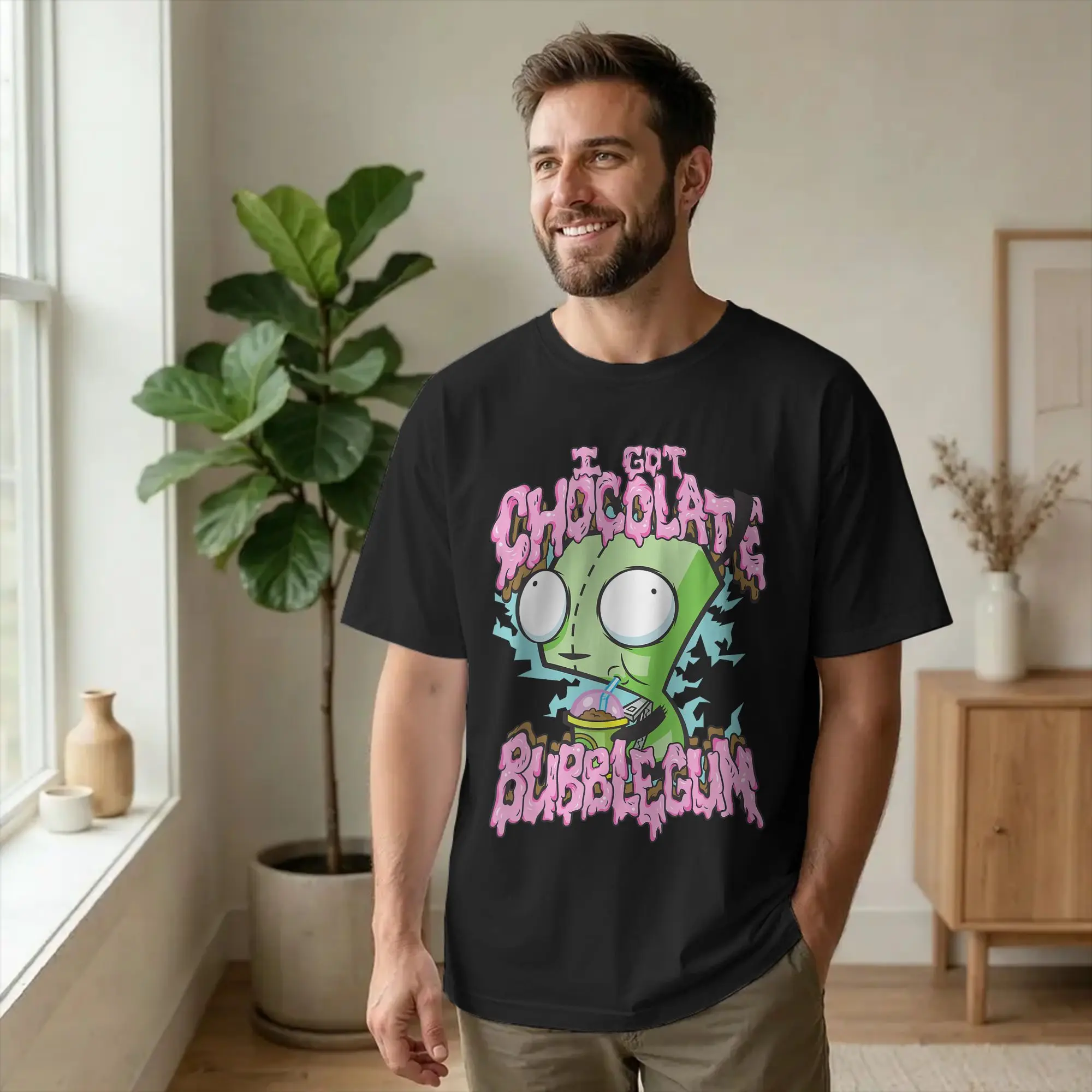 Invaders Zims I Got Chocolate Bubblegum Gir In Dog T-Shirt 100% Cotton Tee Shirt O Neck Short Sleeve T Shirt Classic Clothing