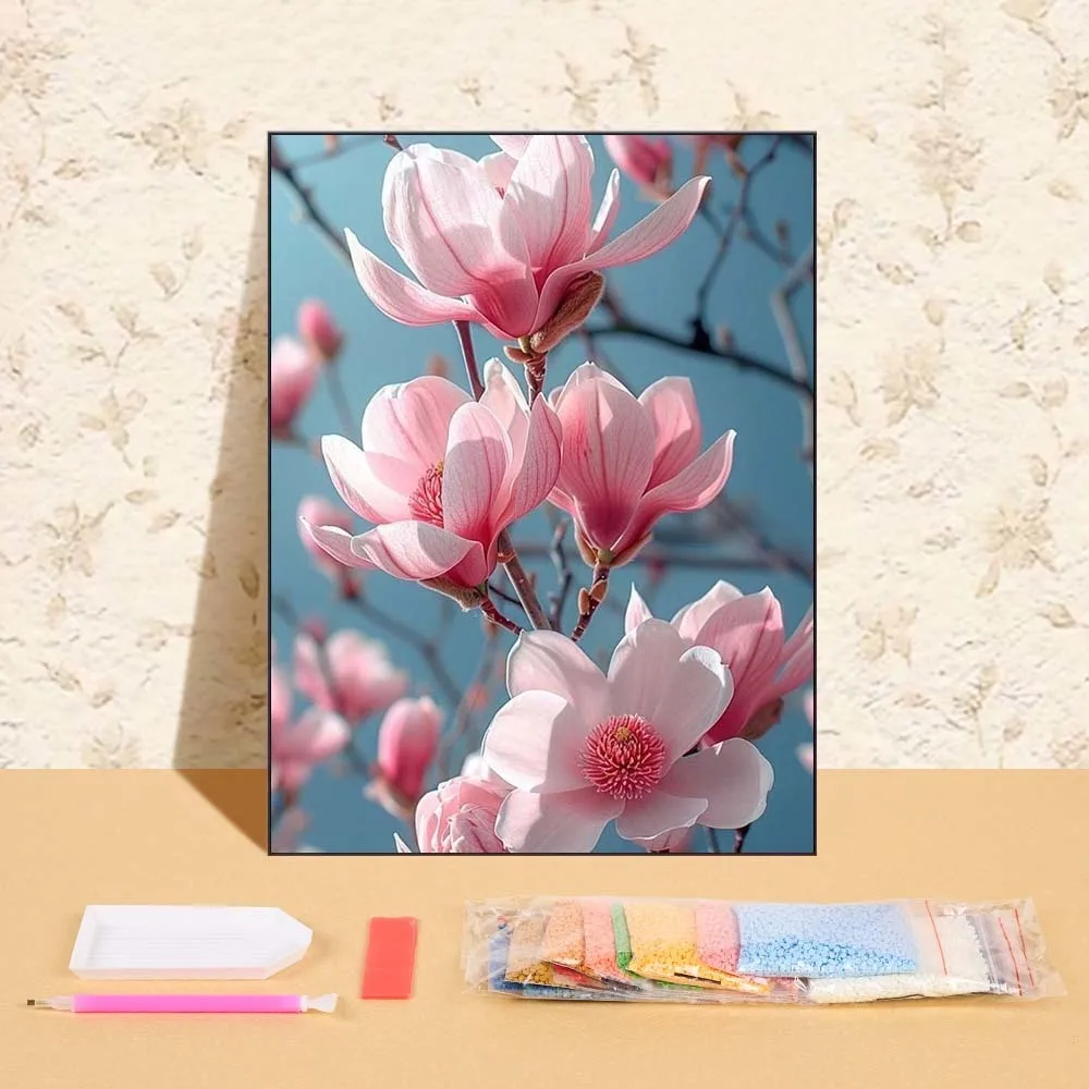 

Full Diamond Painting Peach Blossom DIY Mosaic Flowers Tree Handmade Gift Round Drill Complete Kit Home Decoration Living Room