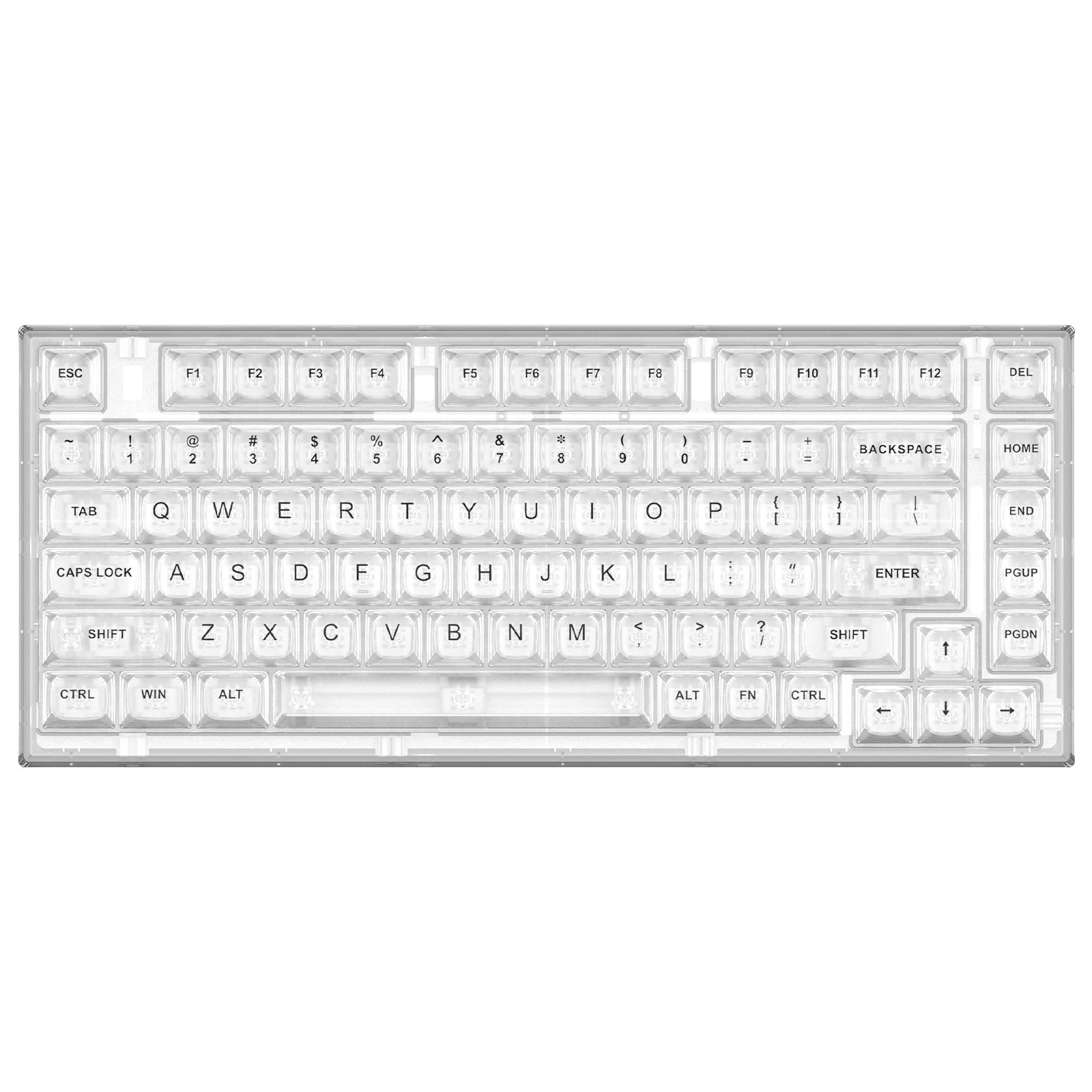 YUNZII X75 PRO White 82-Key Wireless Hot Swappable Gasket Mounted Mechanical Gaming Keyboard with Transparent Keycaps