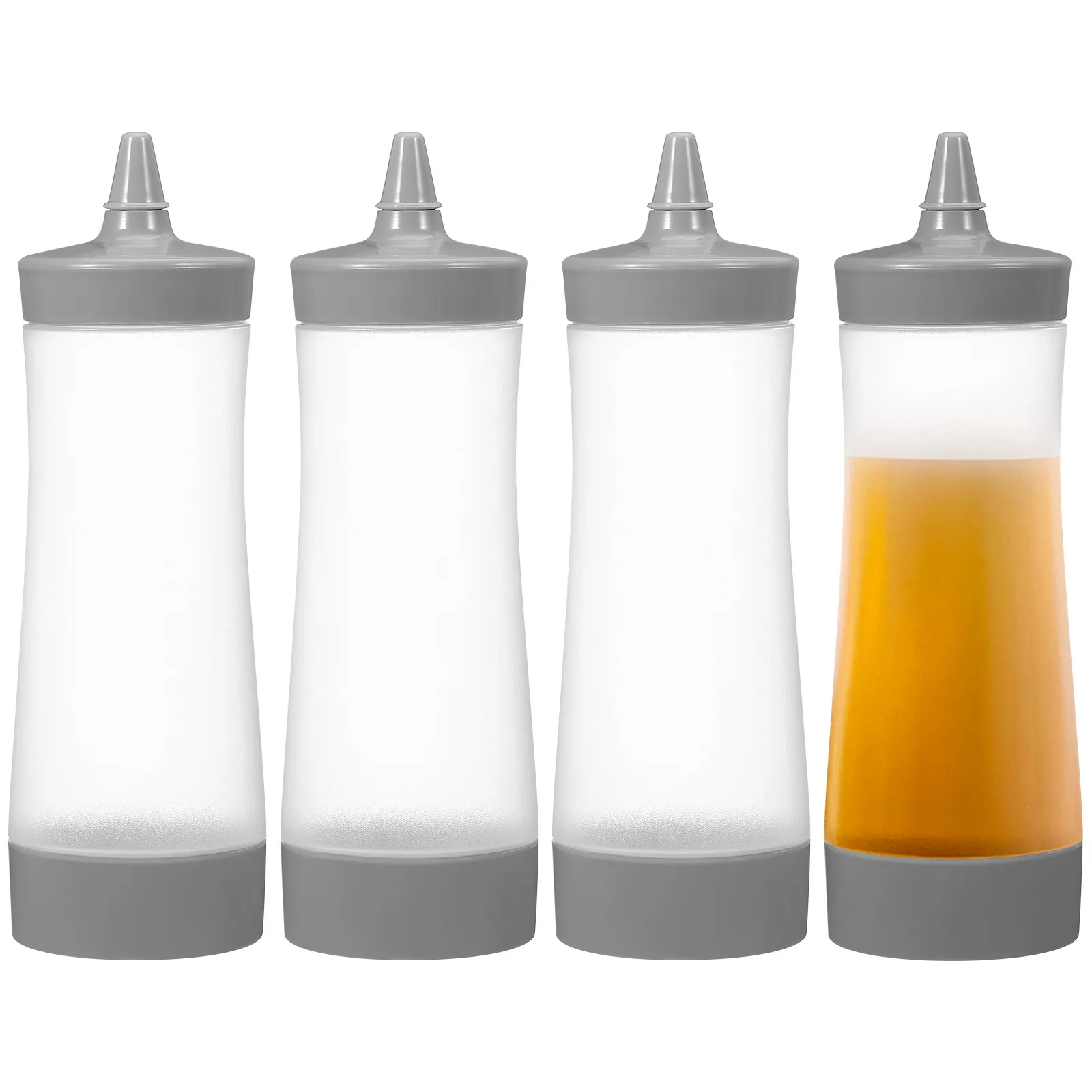 4Pcs Squeeze Bottle Kitchen Sauce Dispensers Food Grade Plastic Condiment Bottles Bbq Salad Mustard Ketchup Squeeze Bottle