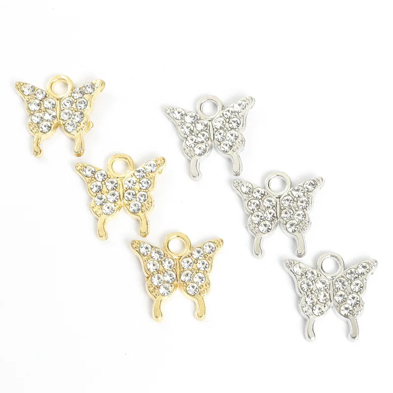 100PC/lot butterfly Pendant Charm bling dangle charms DIY Alloy jewelrys Fit For Bracelet Necklace keychains making