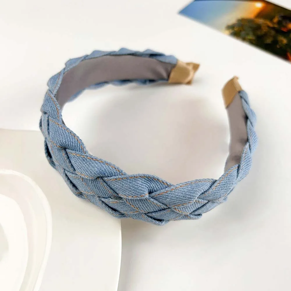 Denim stoffen cowboyhoofdband Koreaanse stijl hoofdtooi Denim geknoopte hoofdband Hoofddeksels Haaraccessoires Cowboy haarhoepel Dagelijks
