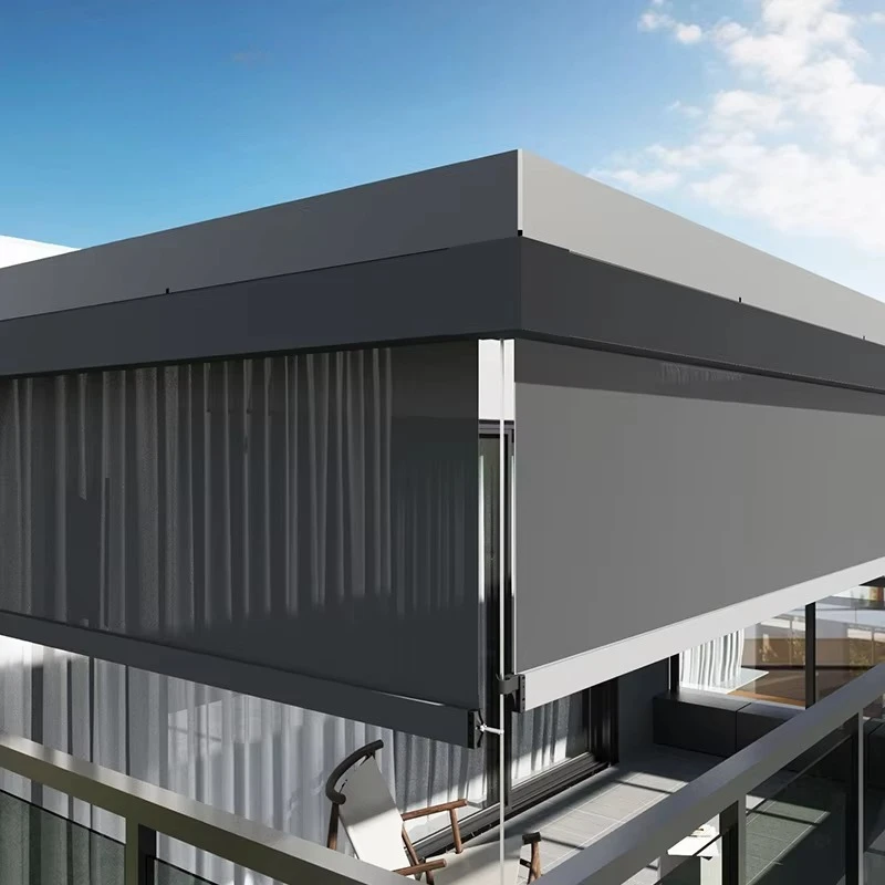 ستارة مقاومة للرياح، ستائر كهربائية مقاومة للماء للاستخدام الخارجي، شرفة غازيبو، عريشة خارجية من الألومنيوم، بمحركات خارجية