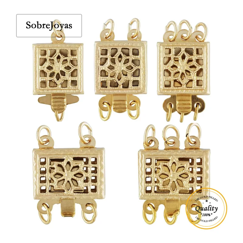 

Квадратная филигранная жемчужная застежка с позолотой 14 карат, принадлежности для изготовления браслетов и ожерелья, одинарные, двойные, тройные, фурнитура на пуговицах