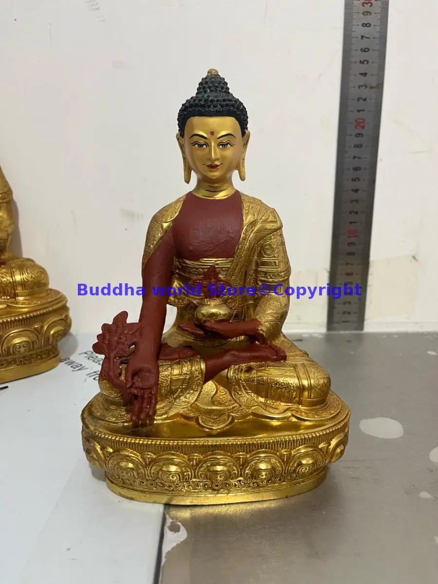 21cm Tibet Thailand High quality copper the Medicine Buddha RU LAI statue Worship Buddha Temple Family Effective protection