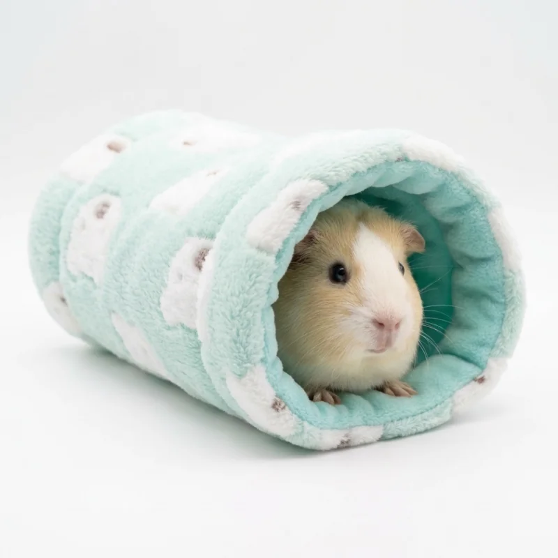 Guinea pig hiding tunnel, small animal soft fur cover tunnel, comfortable sleep hiding cave for Totoro and other small pets