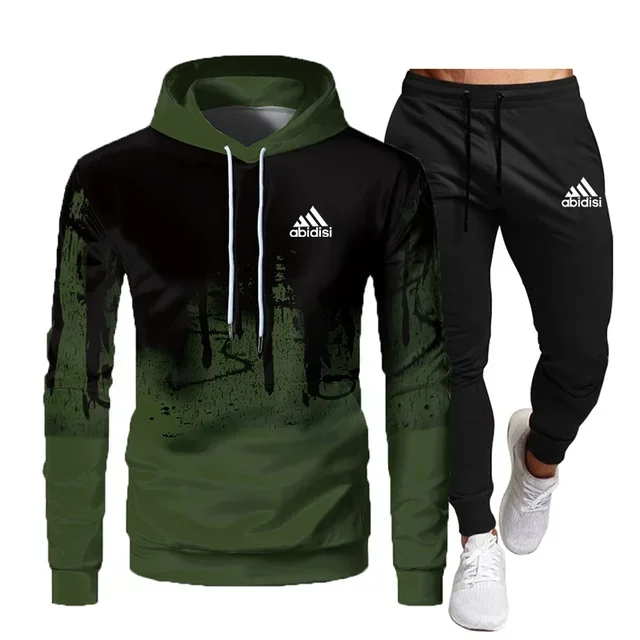 2024 New fashion men's tracksuit hoodie + trousers two sets men's running suit tracksuit autumn and winter thick tracksuit