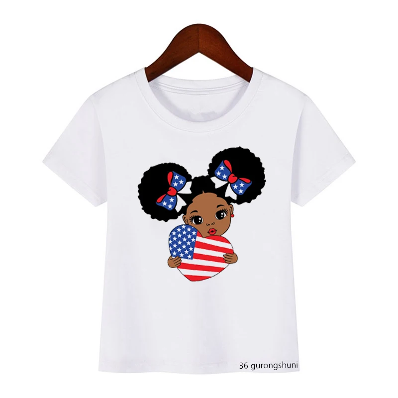 Black History Month Black Girls Tshirt  American Black Girls Tshirt Summer Children'S Clothing Tshirt Kids Birthday Clothing Top