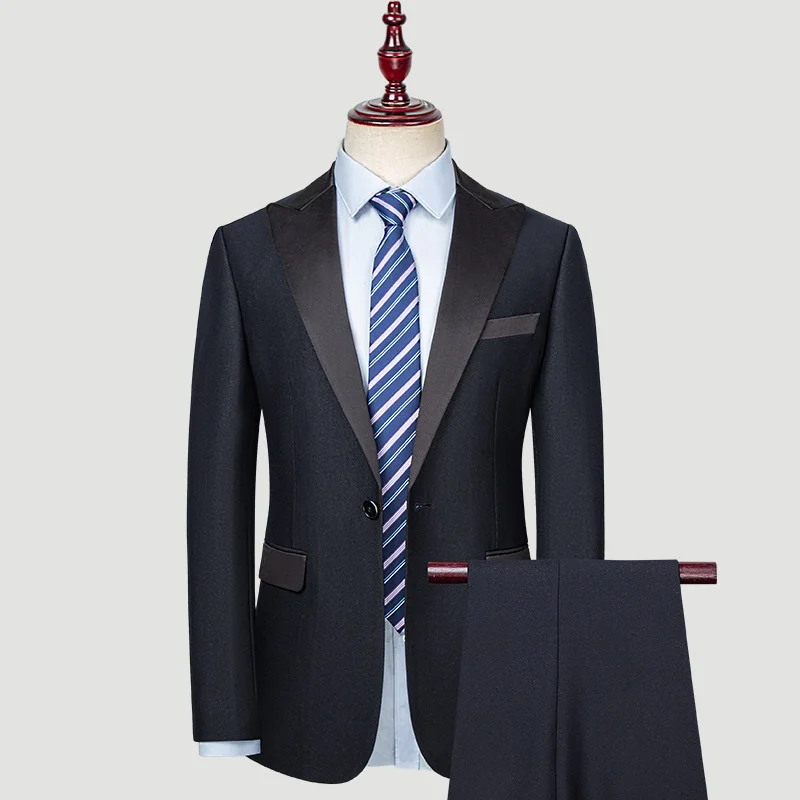 

Мужской костюм KIDWHXR: модный пиджак с отложным воротником и лоскутным дизайном, прямые брюки, удобный комплект из 2 предметов для мужчин