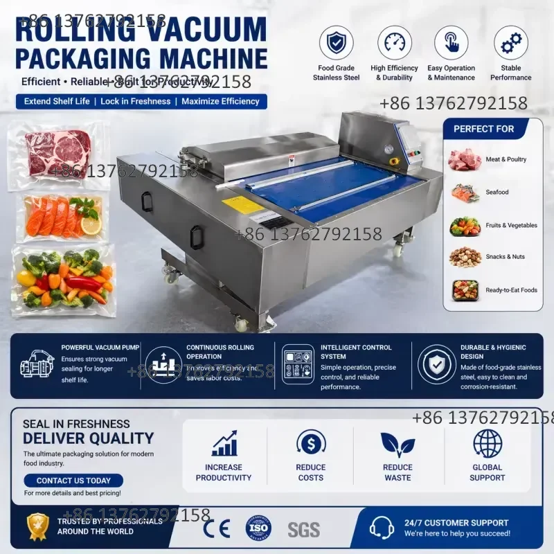 【2026】 Commercial Continuous Roll Vacuum Packaging Machine for Meat Processing Plant Food Packaging Line Manufacturer