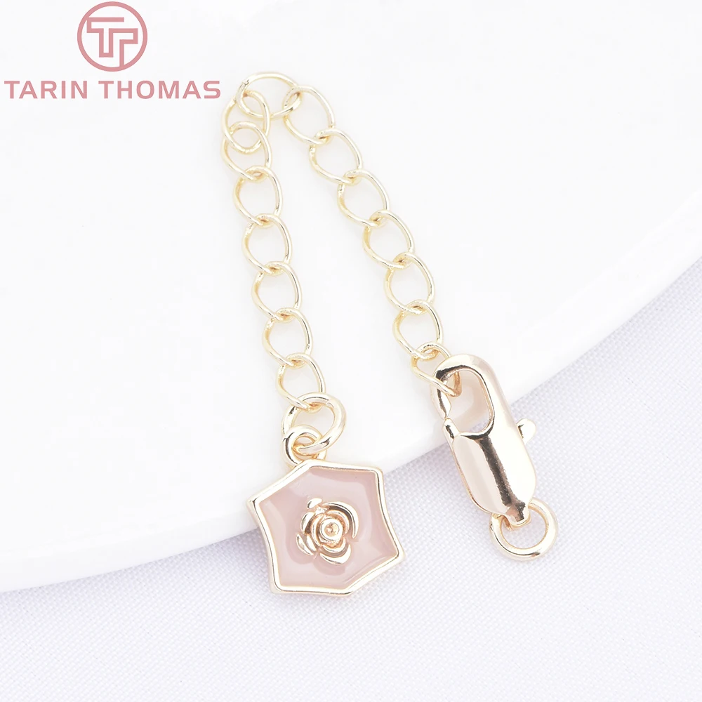 (3564) Full length 85MM 24K Gold Color Plated Brass Extender Chain with Lobster Clasps High Quality Jewelry Accessories