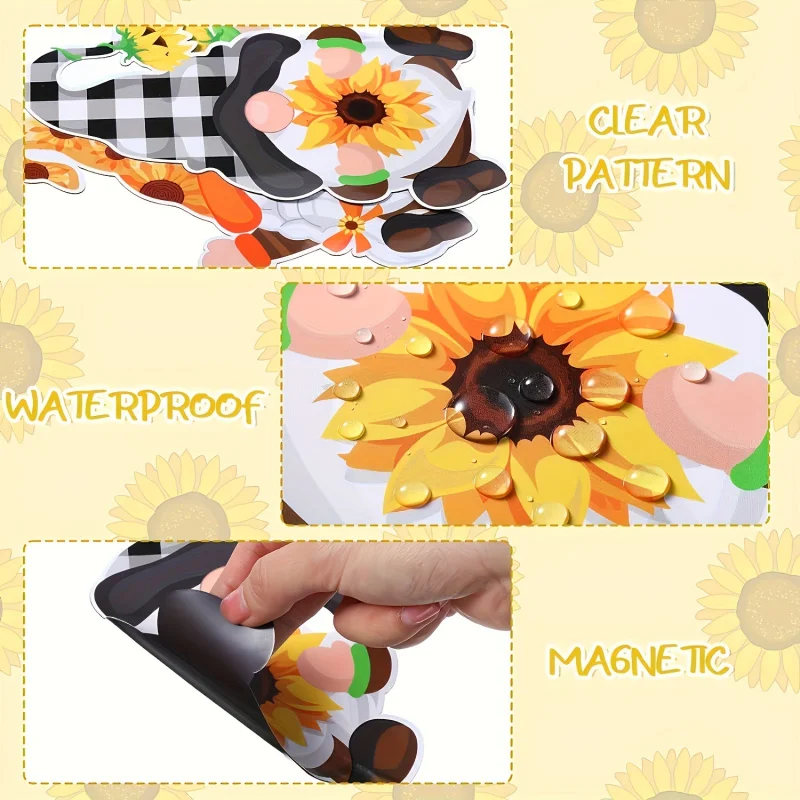 8pcs Magnets Gnomes Sunflower Butterfly Truck Magnetic Stickers Hello Autumn Fridge Magnet Decals for Autumn Holiday Flow