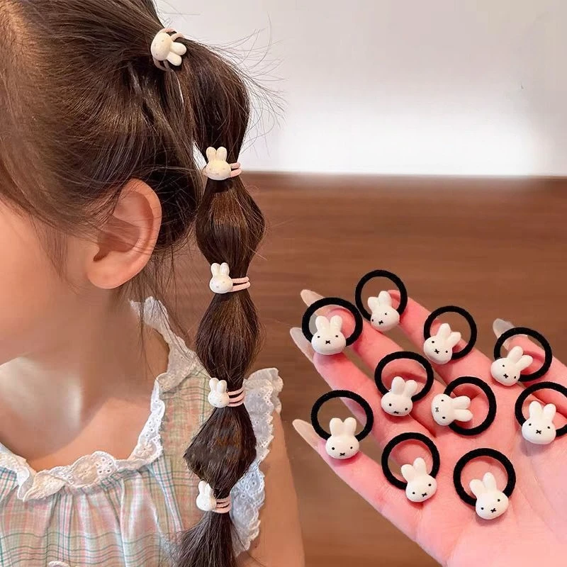 

10 шт., популярная резинка для волос с героями мультфильмов Miffy, милая креативная повязка на голову для девочек, не повреждает волосы