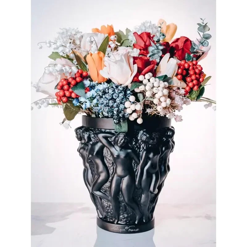 High-luxury European-style dewaxing casting seven-color all-crystal vase flower ware creative home ornament