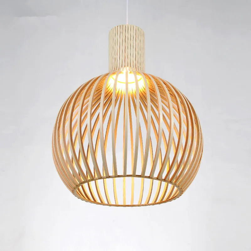 

Modern Design Wood Bird Cage Pendant Lamp Easy Hanging Indoor Lighting Kitchen Chandeliers for Living Room Home Decoration