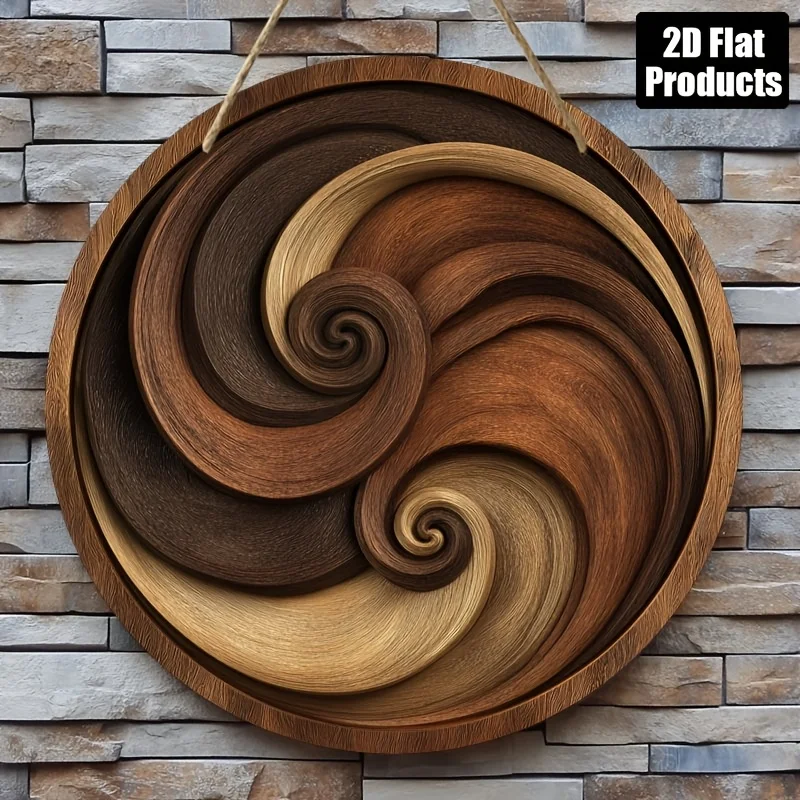 2D-Platte, 1 Stück, kreisförmiges dekoratives Holzschild mit Holzmaserung-Motiv, für Bar, Küche, Familienzimmer