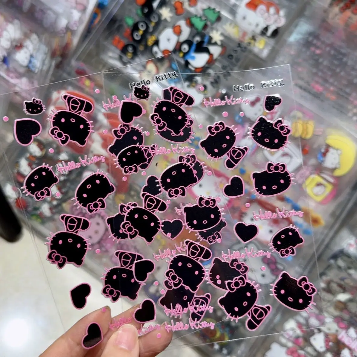 

Black Rose Hello Kitty Cartoon Sticker Transfer Sticker Crystal Mark DIY Water Cup Sticker Waterproof Decoration