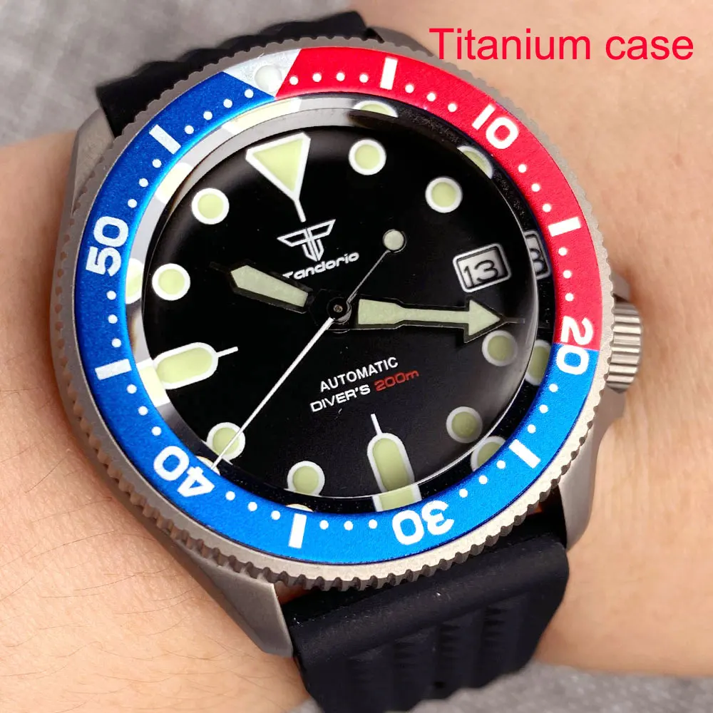 Tandorio 37mm Orange Sunburst Sapphire Diver Watch